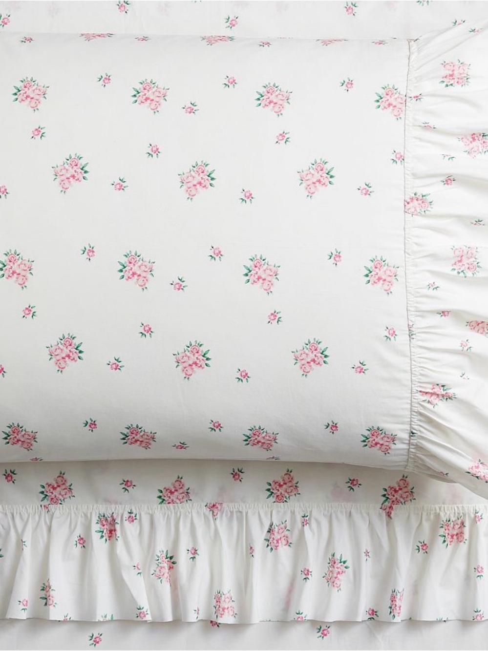 Pottery Barn LoveShackFancy Antoinette Ruffle Sheet Set size Full-100% cotton.